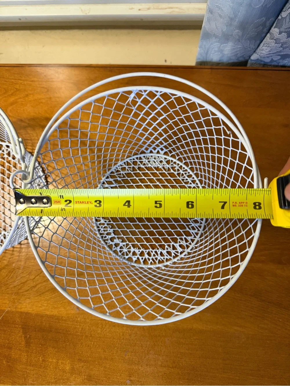 White Wire Mesh Decorative Handle Basket - Set of 2